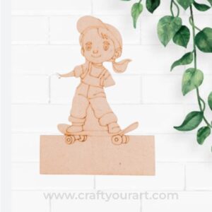 Skateboard Girl Mini Pre Marked Nameboard MDF Design 1