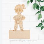Karate Girl Mini Pre Marked Nameboard MDF Design 1