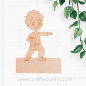 karate Boy Mini Pre Marked Nameboard MDF Design 1