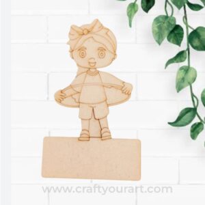 Hula Hoop Girl Mini Pre Marked Nameboard MDF Design 1