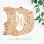 Alphabet Monogram Barbie Theme Nameplate MDF Design 1