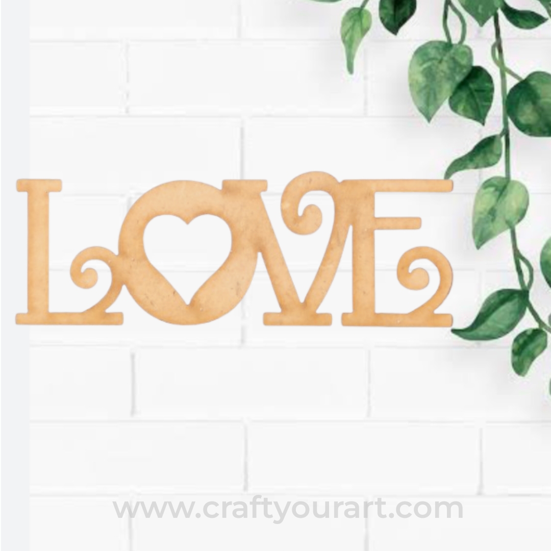 Love Text Cutout MDF Design 2