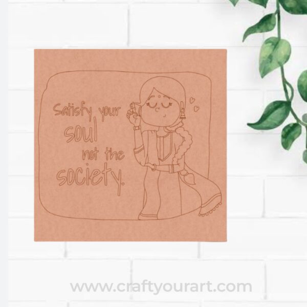 Woman Text Square Pre Marked MDF Design 1