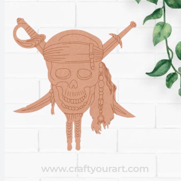 Skull And Swords Pre Marked MDF Design 1