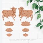Pichwai Cow And Lotus Pre Marked MDF Design 1