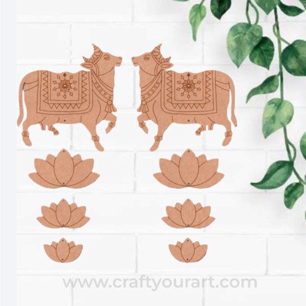 Pichwai Cow And Lotus Pre Marked MDF Design 3