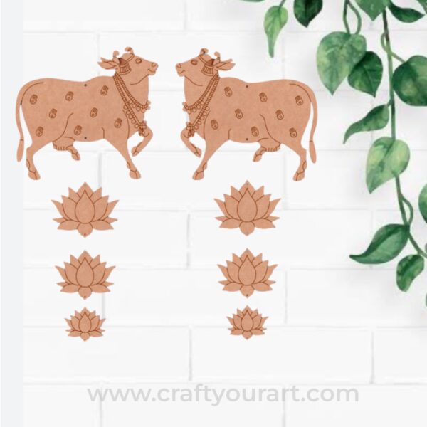 Pichwai Cow And Lotus Pre Marked MDF Design 4