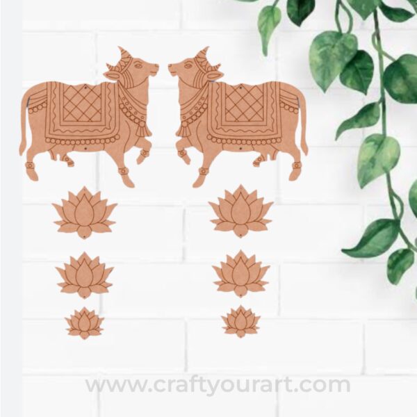 Pichwai Cow And Lotus Pre Marked MDF Design 5