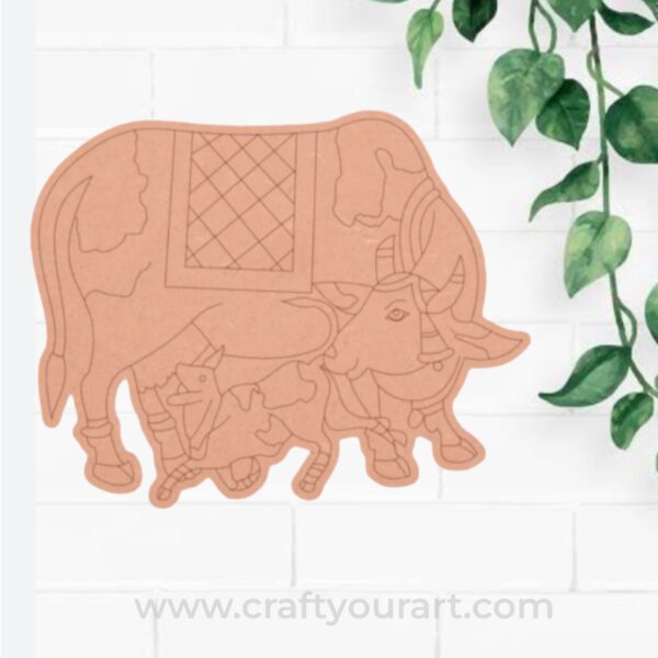 Pichwai Cow With calf Pre Marked MDF Design 2