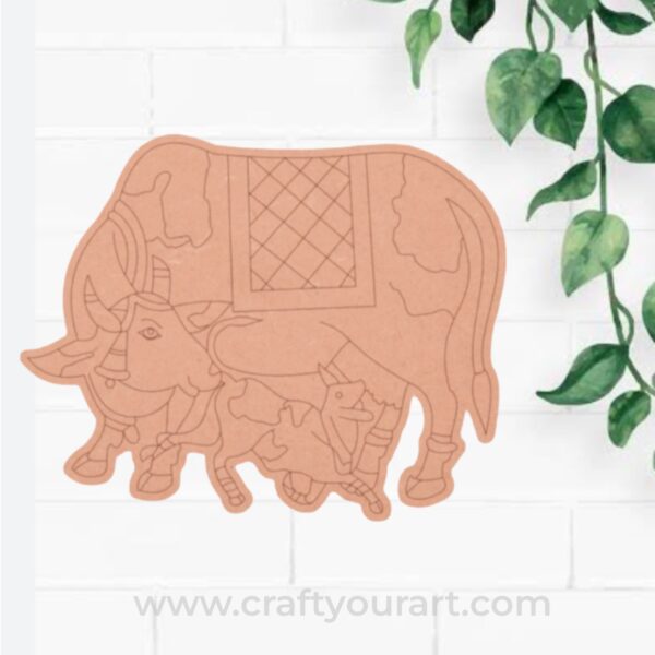 Pichwai Cow With Calf Pre Marked MDF Design 1