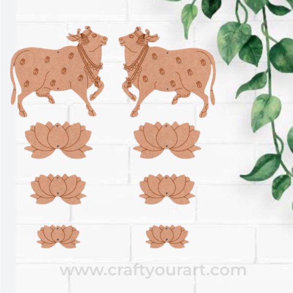 Pichwai Cow And Lotus Pre Marked MDF Design 10