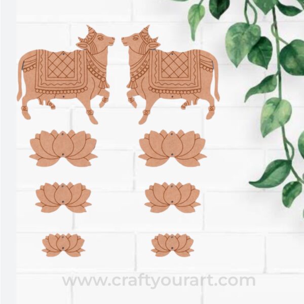Pichwai Cow And Lotus Pre Marked MDF Design 11