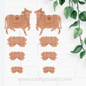 Pichwai Cow And Lotus Pre Marked MDF Design 12