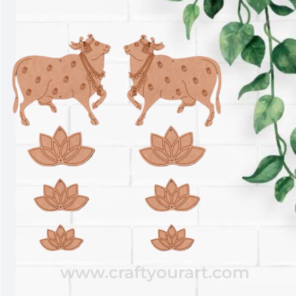 Pichwai Cow And Lotus Pre Marked MDF Design 13