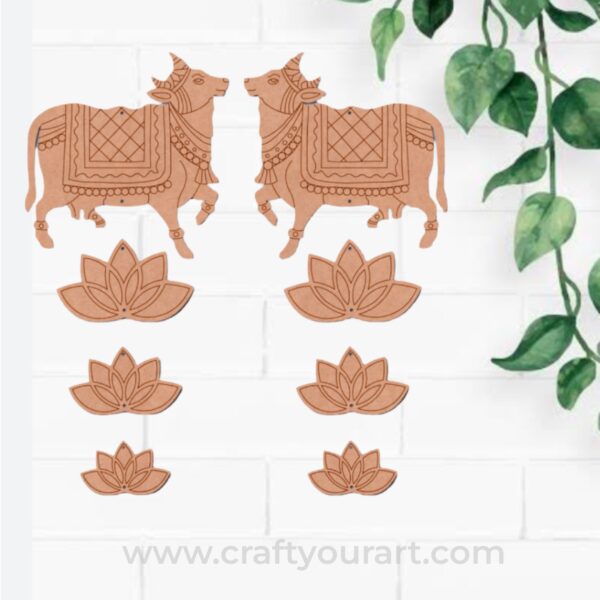 Pichwai Cow And Lotus Pre Marked MDF Design 14
