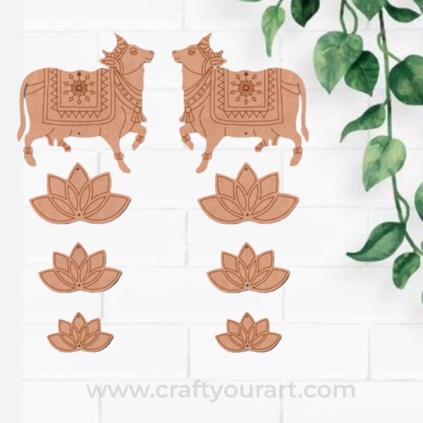 Pichwai Cow And Lotus Pre Marked MDF Design 15