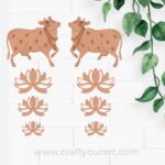 Pichwai Cow And Lotus Pre Marked MDF Design 16
