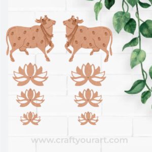 Pichwai Cow And Lotus Pre Marked MDF Design 16