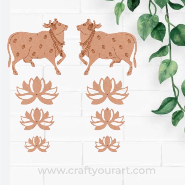 Pichwai Cow And Lotus Pre Marked MDF Design 16