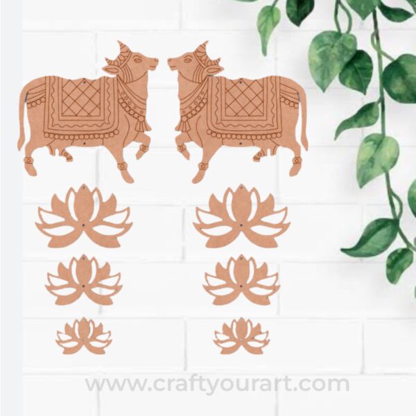 Pichwai Cow And Lotus Pre Marked MDF Design 17