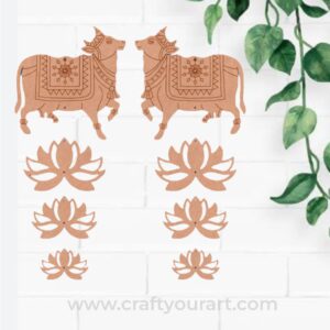 Pichwai Cow And Lotus Pre Marked MDF Design 18