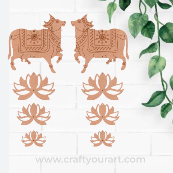 Pichwai Cow And Lotus Pre Marked MDF Design 18