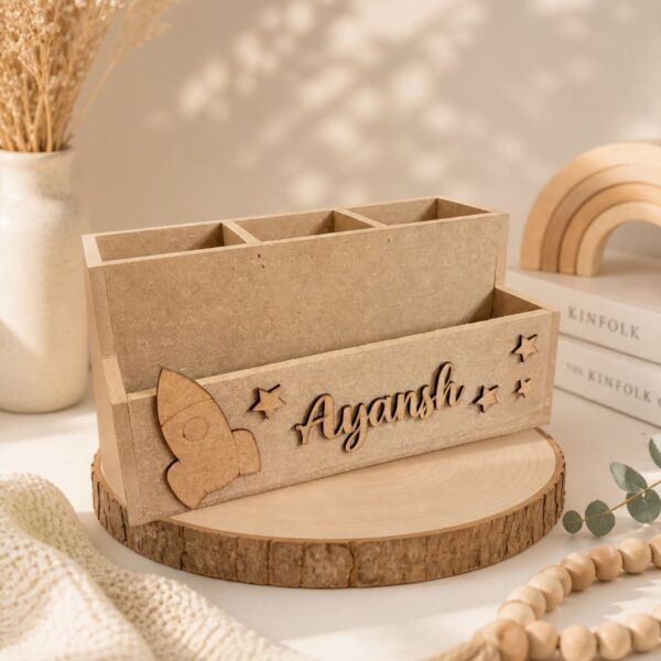 Pen stand With Customized Name And Embellishment MDF Design 1