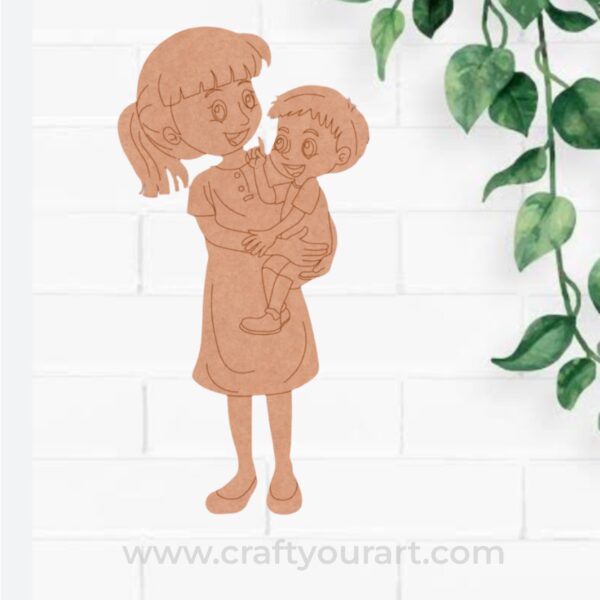 Mother With Son Pre Marked MDF Design 1