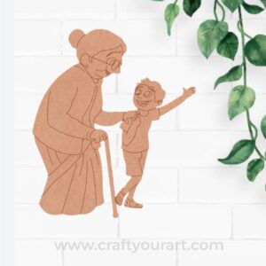 Grand Mother With Grand Son Pre Marked MDF Design 1