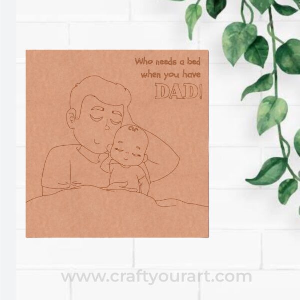 Father and Child Square Pre Marked MDF Design 1