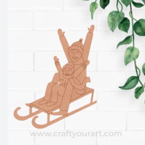 Father And Child On A Sledge Pre Marked MDF Design 1