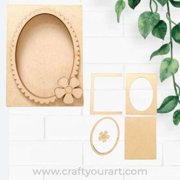 Floral Oval Mini Photo Frame MDF Design 1