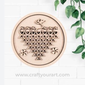 Round Saraswati Yantra Frame MDF Design 3