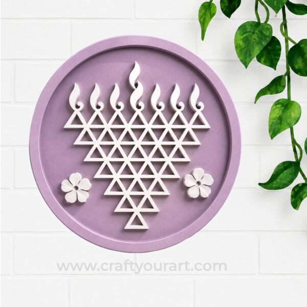 Round Saraswati Yantra Frame MDF Design 1