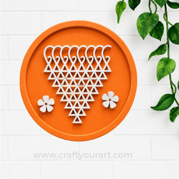 Round Saraswati Yantra Frame MDF Design 2