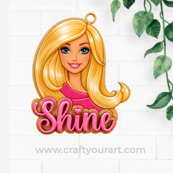 Shine Barbie Pre Marked MDF Keychain MDF Design 1