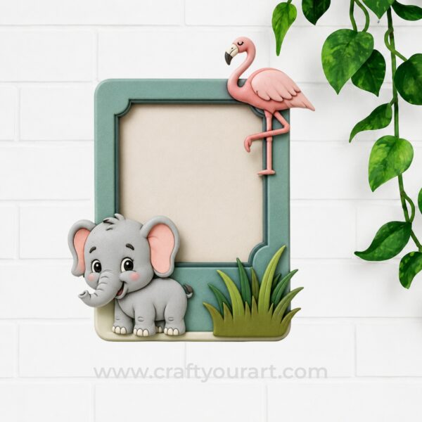 Elephant And Flamingo Mini Photo Frame MDF Design 1