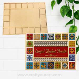 Rectangle Tile Pattern MDF Nameplate Design 1